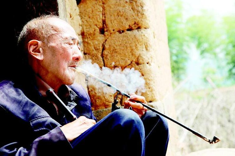 罗田96岁老爹抽自己种的烟叶
