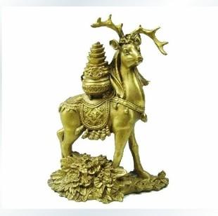 开光铜禄禄呈祥摆件禄马来福聚宝盆 属猪者吉祥物生财有鹿