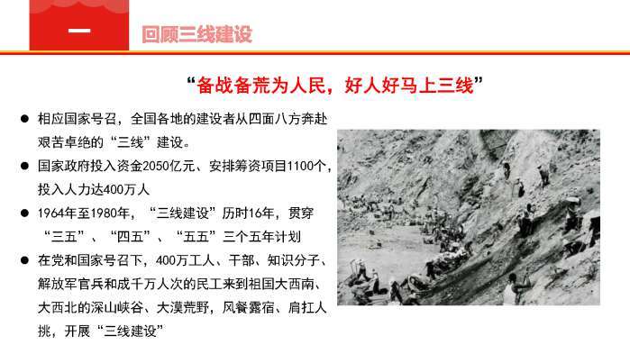 三,砥砺奋进前行part onene回顾"三线建设"一三线建设历史背景?