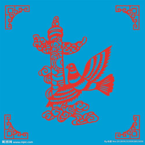 华表柱和和平鸽剪纸图片