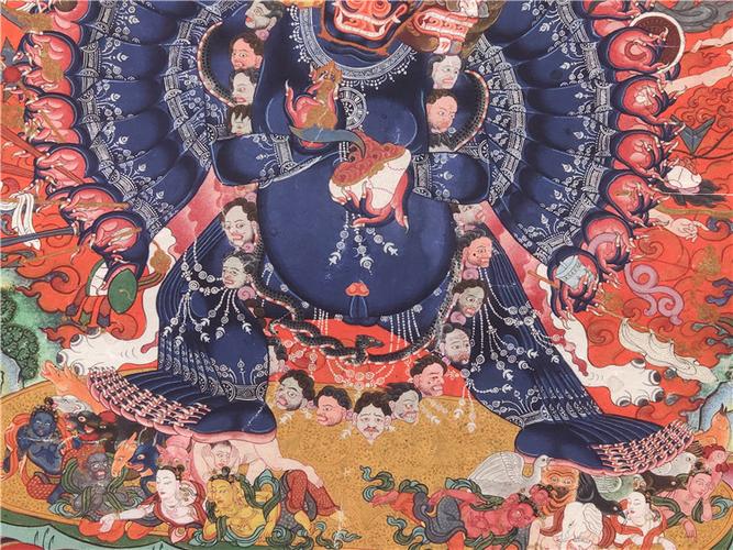 名画复制品藏传佛教画唐卡牛头大威德金刚国画艺术微喷临摹装饰画