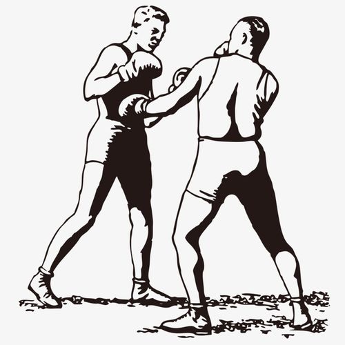 手绘两人拳击动作