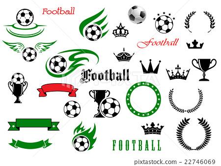 插图素材: football or soccer game symbols for sport design