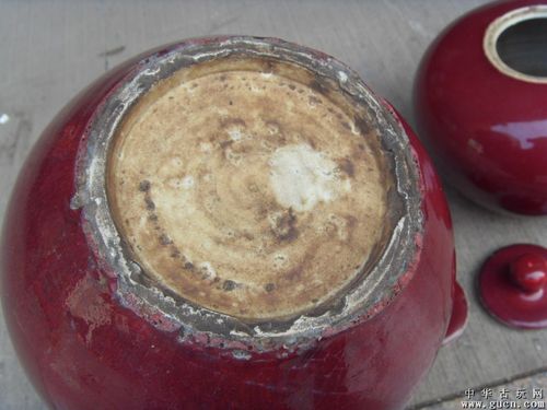 清代老瓷器祭红釉大个冬瓜罐一对