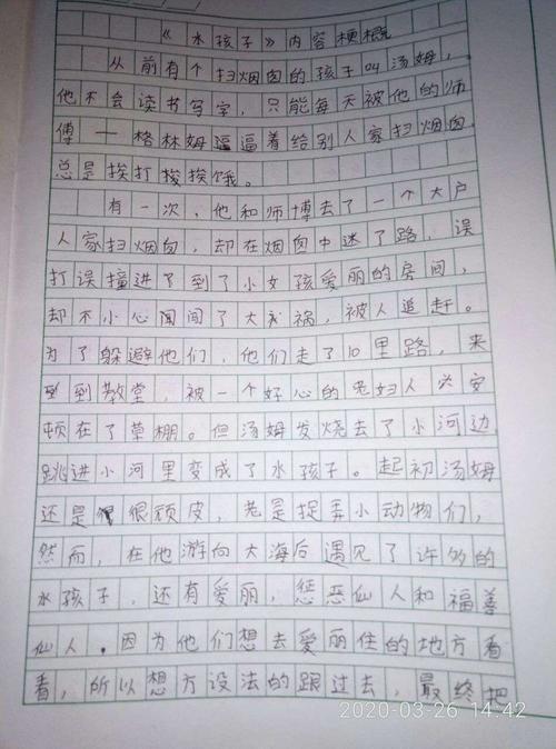 刘寨小学六年级优秀作文之作品梗概