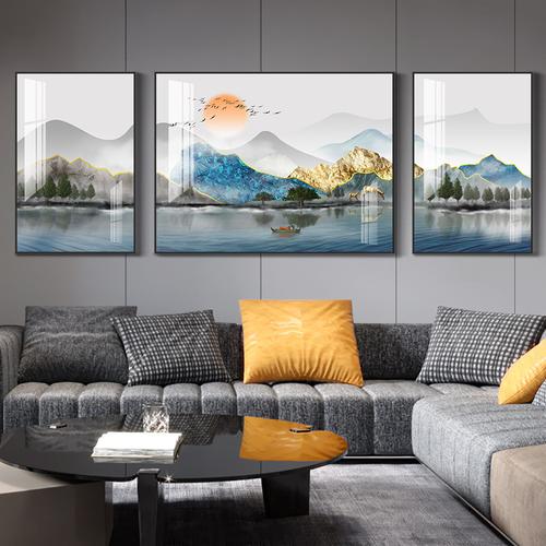 甄懿居上zhenyijushang客厅装饰画油画装饰画北欧墙沙发背景墙三联画