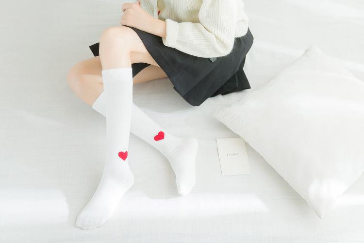 日系爱心黑色显瘦小腿袜jk中筒袜全棉少女袜膝下袜半截腿袜学生
