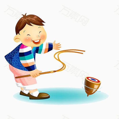 玩陀螺的小孩_卡通手绘_650*650px_编号321434_png