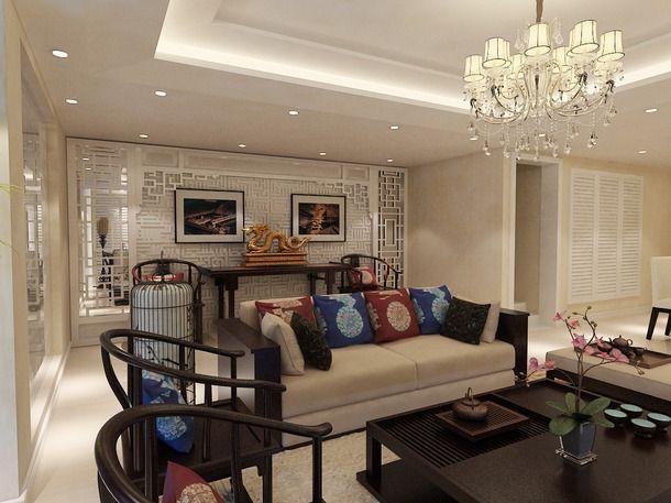 装修效果图大全  中式风格四居室客厅茶几装修图片效果图#212978370