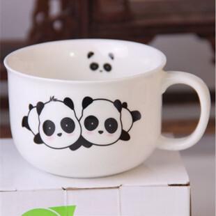 创意复古陶瓷杯 小熊猫马克杯 牛奶杯 可爱早餐杯
