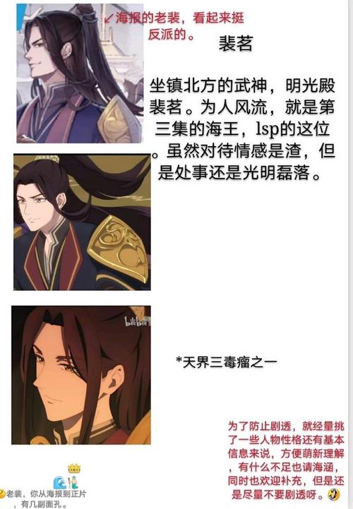 《天官赐福》人物图鉴,慕情爱画眼线,风信浓眉大眼,老