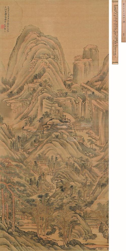 黄公望 天池石壁图 立轴 设色绢本