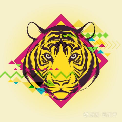 一只老虎的创意插图