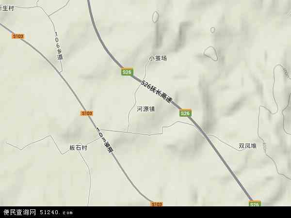 河源镇地形地图