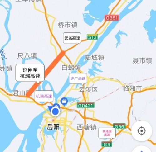 建议武(汉)监(利)高速向南延伸至杭瑞高速君山区互通