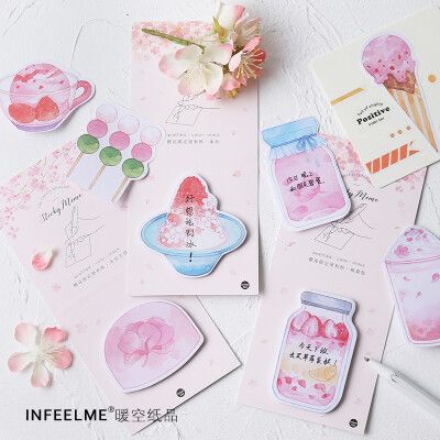 infeelme 樱花手帐便利贴盐系拼贴素材纸手账n次贴ins风草莓盐系