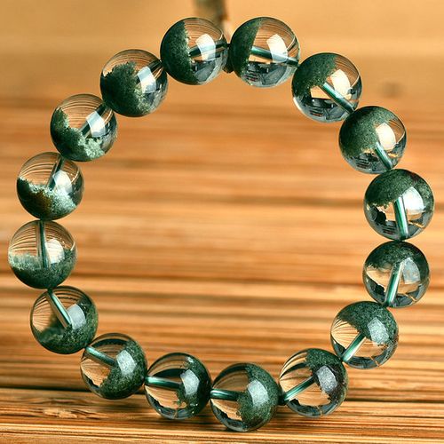 购客巴西天然绿幽灵手链男女款 一物一图招财满盆千层纱聚宝盆水晶