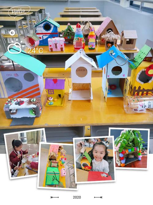 二年级学生利用身边的材料,变废为宝,制作一个小鸟餐厅,爱护动物,回馈