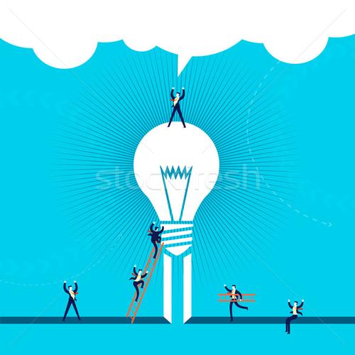 illustration, businessmen team climbing to creative success
