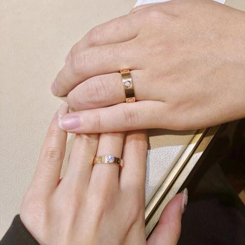 cartier 卡地亚love系列三钻玫瑰金戒指