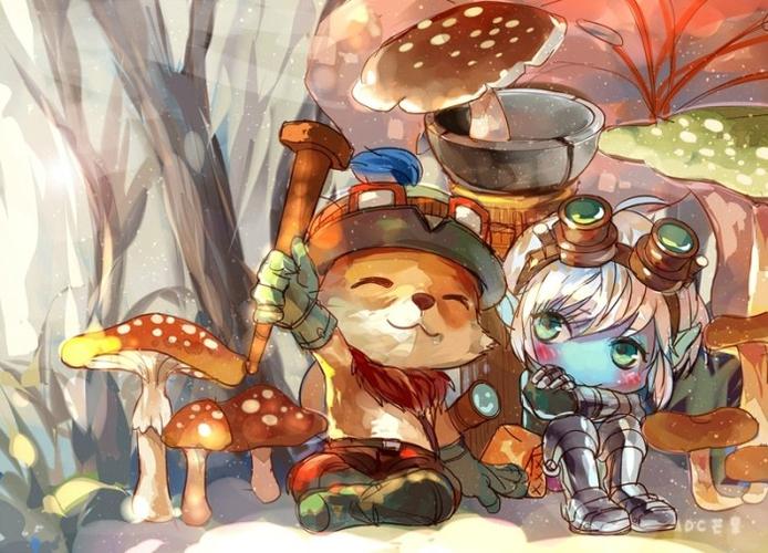 【lol】 提莫和炮娘哦 快乐就是和你在一起 转自微博adc芒果