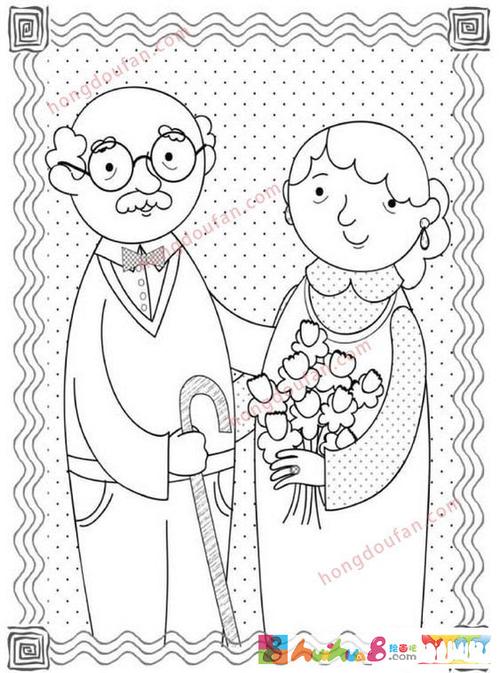 我的爷爷奶奶姥姥姥爷 一家人简笔画