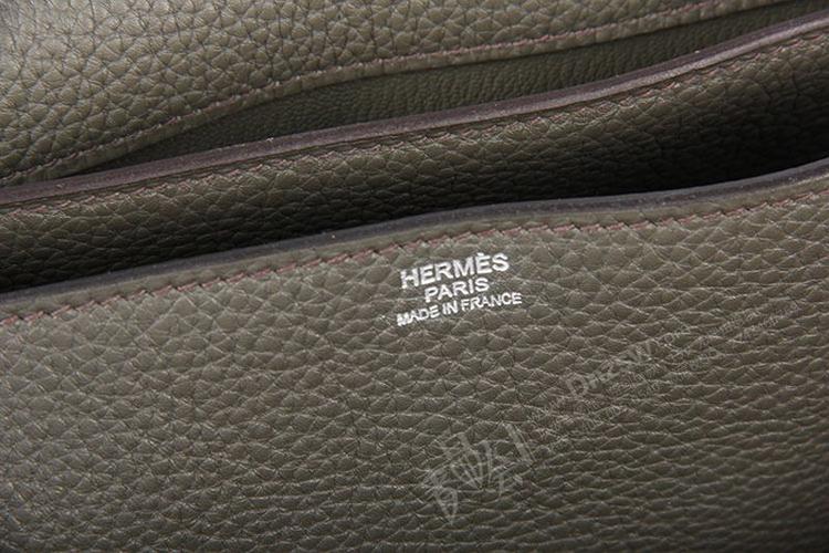hermes 原单品质 灰绿色牛皮 经典款商务休闲 男士斜跨包 hl-5706