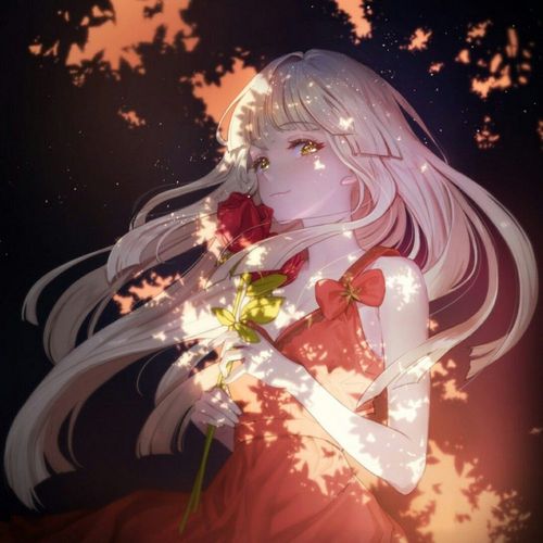 二次元 少女 白发 金瞳 唯美 红色系