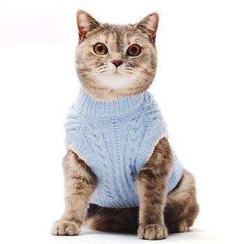 雪尼尔毛衣宠物衣服猫衣服狗狗衣服冬装蓝猫咪衣服 浅