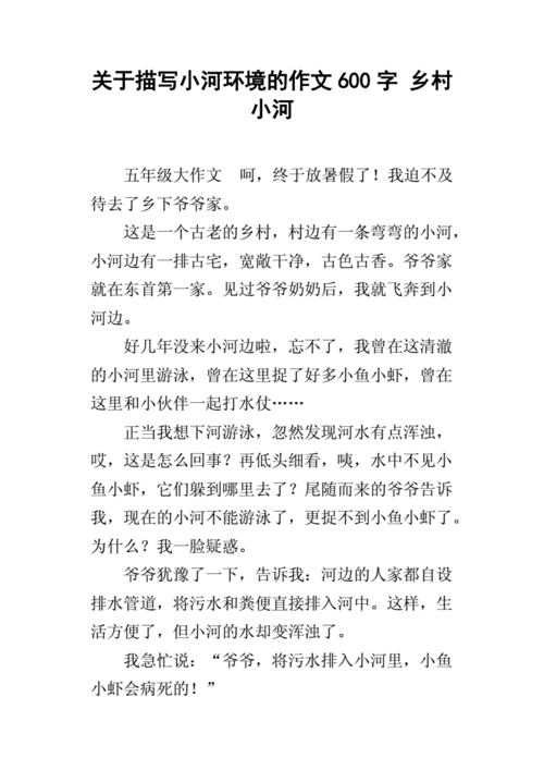 关于描写小河环境的作文600字 乡村小河.docx