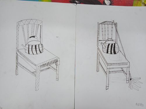 高段班《卡通人物》速写 线描写生《椅子,茶壶,拖把》