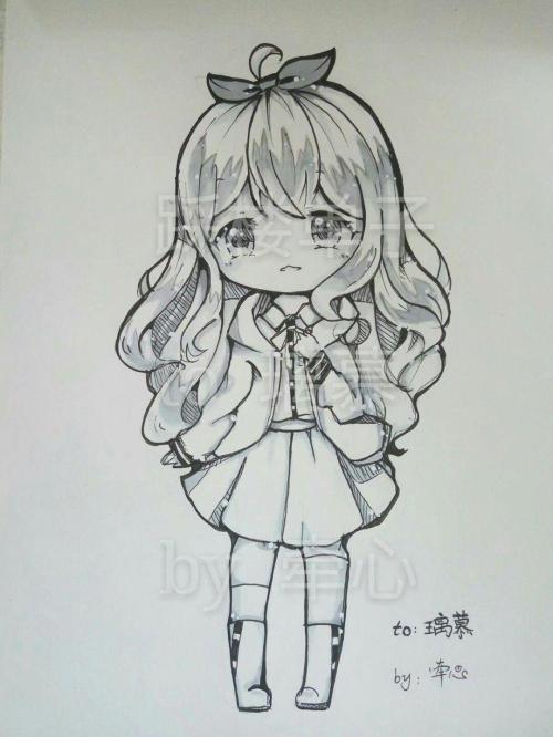 可爱萌少女简笔画