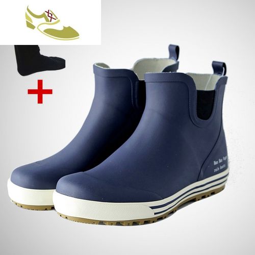 喻娄品牌雨鞋时尚男士低帮短筒雨靴防滑橡胶钓鱼水鞋保暖加绒摩托水靴