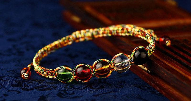 五行转运珠手链 手工编织微商会销引流小礼品1元批发开业促销赠品