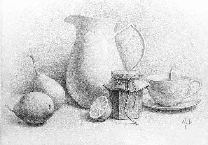国外学生静物素描欣赏,精彩!