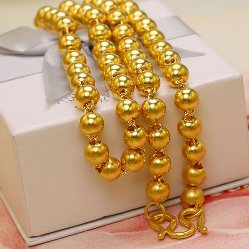 正品 黄金项链999足金男士 圆珠项链纯金金包银佛珠男链子饰品定制