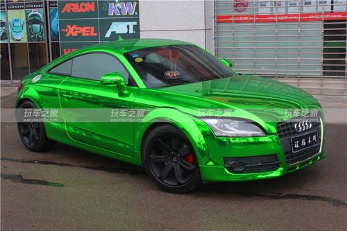 奥迪tt改色贴膜施工电镀绿