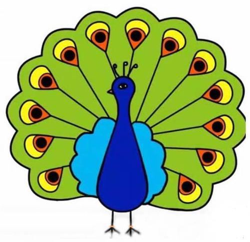 孔雀开屏儿童画图片_孔雀开屏儿童绘画图集