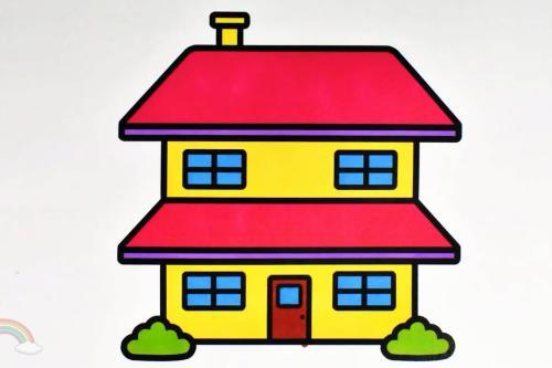 幼儿房子简笔画水彩笔画一座简笔画三层小别墅和色彩搭配方法