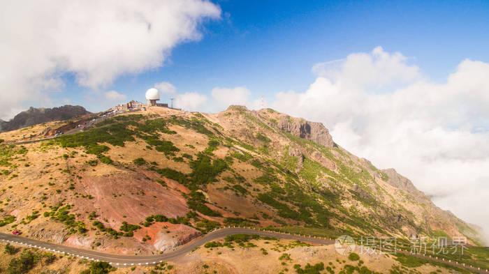 雷达站上皮做 arieiro,葡萄牙马德拉岛鸟瞰图