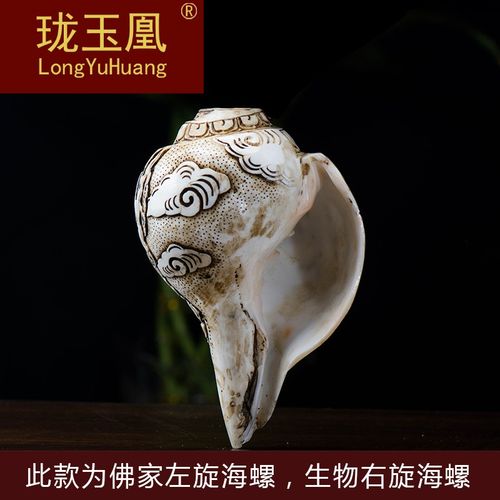 海螺佛家左旋生物右旋雕刻财宝天王法螺声音摆件