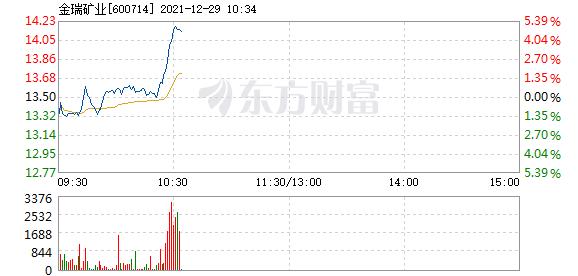 金瑞矿业12月29日盘中涨幅达5