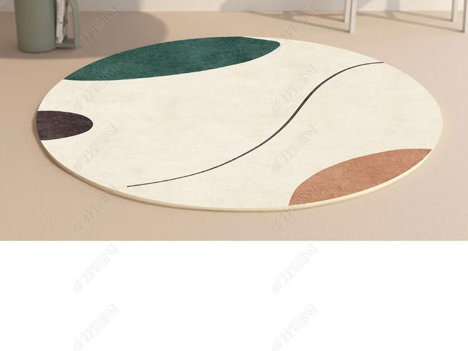 原创北欧现代轻奢抽象几何ins风条纹圆形地毯地垫版权可商用