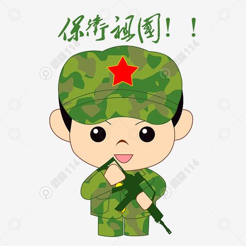 卡通手绘军人保卫祖国表情包