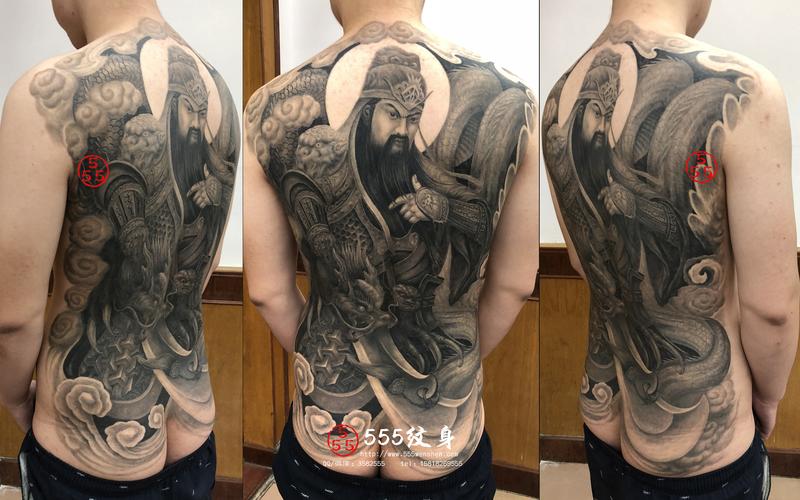 满背纹身,关公纹身,满背关羽龙纹身,满背关公纹身图案大全图片