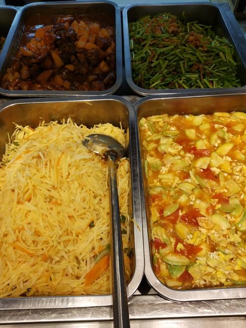 记忆里学校里的大锅菜盒饭!