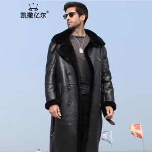 2018新款原生态皮毛一体男士大衣外套真皮衣男款绵羊皮工厂代发