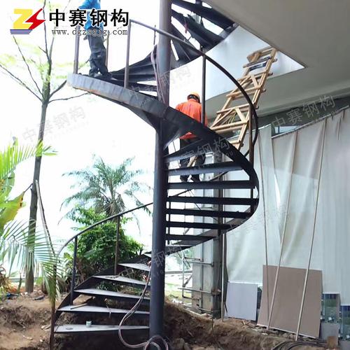 制作安装室外钢结构楼梯复式梯旋转钢梯扶手q235钢旋转楼梯踏步
