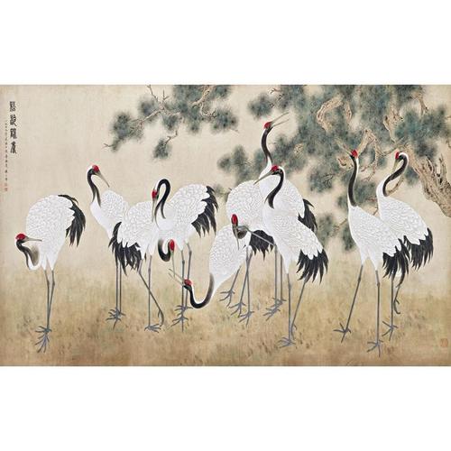 松龄鹤寿 68×136 cm (四尺) 陈之佛