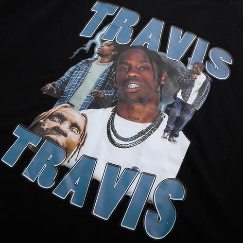travisscott嘻哈人像vintage长袖闪电炫酷印花欧美t恤